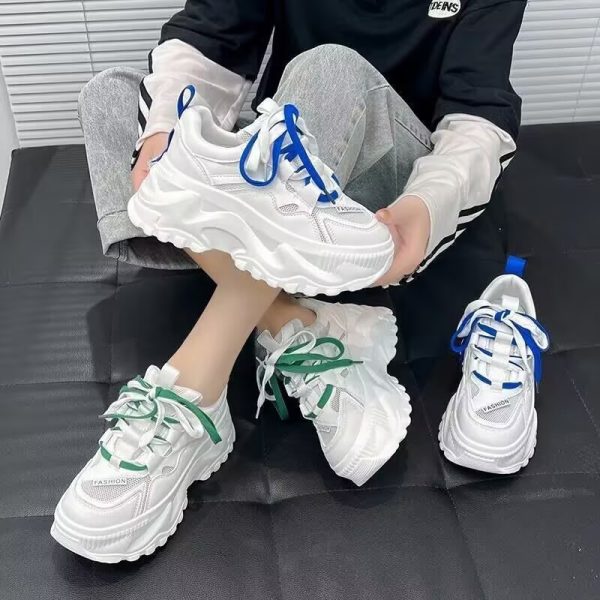 老爸鞋女ins潮超火網面透氣百搭厚底2025春季新款小白休閒運動鞋：圖片 4