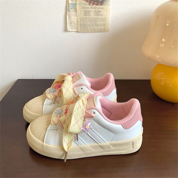 復古厚底板鞋女2025春季新款ins超火百搭小白鞋小眾休閒運動鞋子：圖片 6