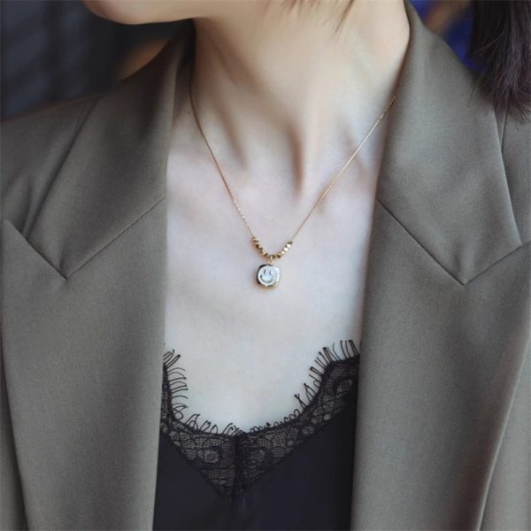 碎金子貝殼笑臉項鍊女輕奢小眾高級感不掉色鎖骨鏈簡約百搭頸鍊潮：圖片 4