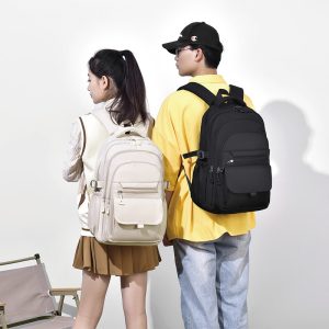 純色百搭雙肩女包15.6吋牛津布防潑水國高中大學生背包休閒旅行包