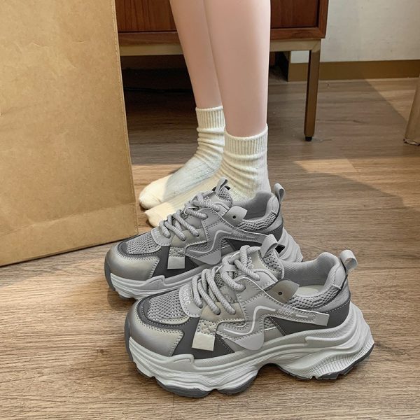 厚底老爹鞋女2025春秋季新款百搭增高小白鞋網紅爆款休閒運動鞋：圖片 2