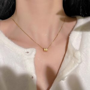氣質白貝母滾珠小蠻腰簡約女小眾設計輕奢高級感百搭鎖骨鏈潮