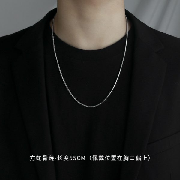 配件蛇骨鏈項鍊男潮小眾潮牌細男士素百搭鈦鋼頸男生鎖骨鏈條鍊子：圖片 7