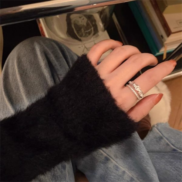 精緻的中央開口戒指女小眾ins潮時尚簡約個性高級感指潮環：圖片 4