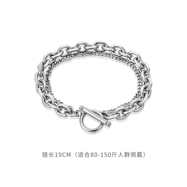 鈦鋼雙層手鍊男潮單身個性簡約男士手飾學生復古網紅ins小眾設計：圖片 6