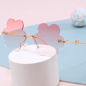 時尚金屬兒童墨鏡不規則六葉草太陽眼鏡新款可愛個性兒童眼鏡潮