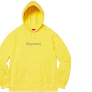 Supreme SS21 WEEK 1 X KAWS 粉筆BOX logo 印花連帽衛衣黃色