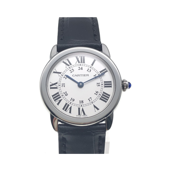 Cartier/卡地亞鍍銀珠光錶盤可替換式皮帶女士手錶：圖片 2