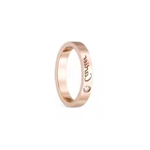 Cartier/卡地亞18k玫瑰金鑽石情侶對戒b4086400