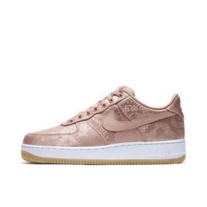 CLOT x Nike Air Force1 Low撕撕樂粉絲綢防滑輕便低幫板鞋男女同款玫瑰金