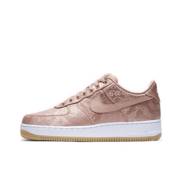 CLOT x Nike Air Force1 Low撕撕樂粉絲綢防滑輕便低幫板鞋男女同款玫瑰金