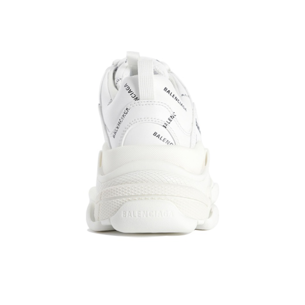 Balenciaga/巴黎世家Triple S 滿印Logo 復古老爹鞋女款白色：圖片 5