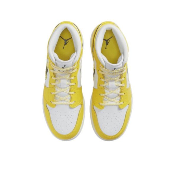 Air Jordan 1 Dynamic Yellow Floral 中幫/黃玫瑰/花卉：圖片 4