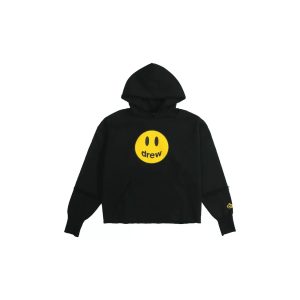 Drew House Deconstructed Mascot 笑臉圖案拼接連帽加絨衛衣冬季男女同款黑色送禮推薦送男友