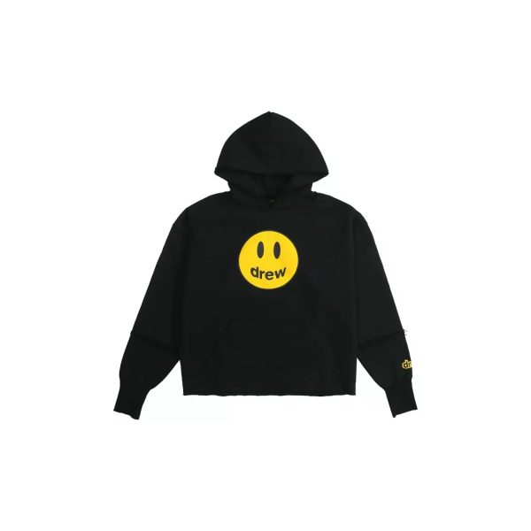 Drew House Deconstructed Mascot 笑臉圖案拼接連帽加絨衛衣冬季男女同款黑色送禮推薦送男友