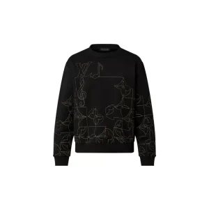 LOUIS VUITTON SS23 圖案印花圓領套頭衛衣男款黑色