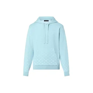 LOUIS VUITTON SS23 Logo印花漸變長袖連帽衛衣男款藍色