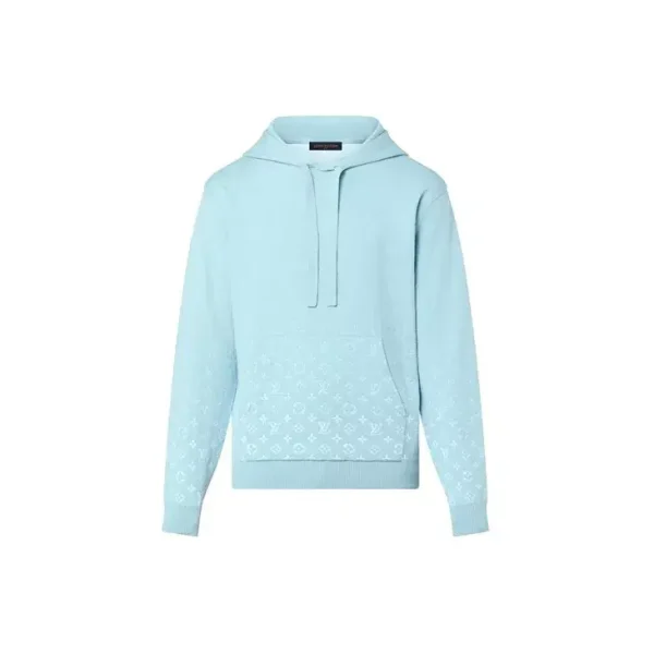 LOUIS VUITTON SS23 Logo印花漸變長袖連帽衛衣男款藍色