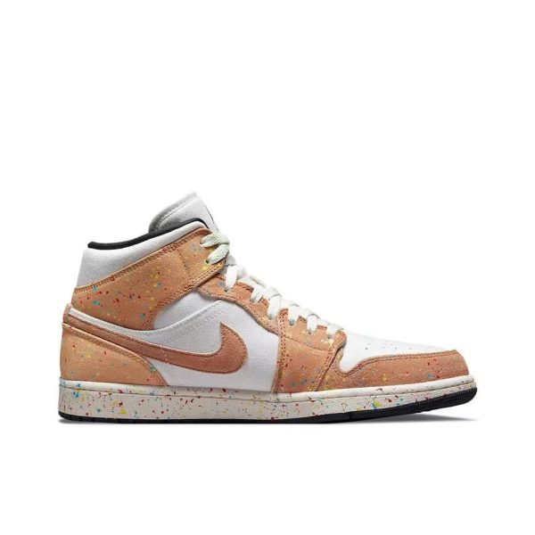 Air Jordan 1 Brushstroke Paint Splatter 中幫/白黑棕/水彩潑墨：圖片 5