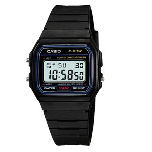 CASIO 卡西歐復古防水經典小方塊學生男女小黑塊日韓錶男錶男女通用F-91W-1