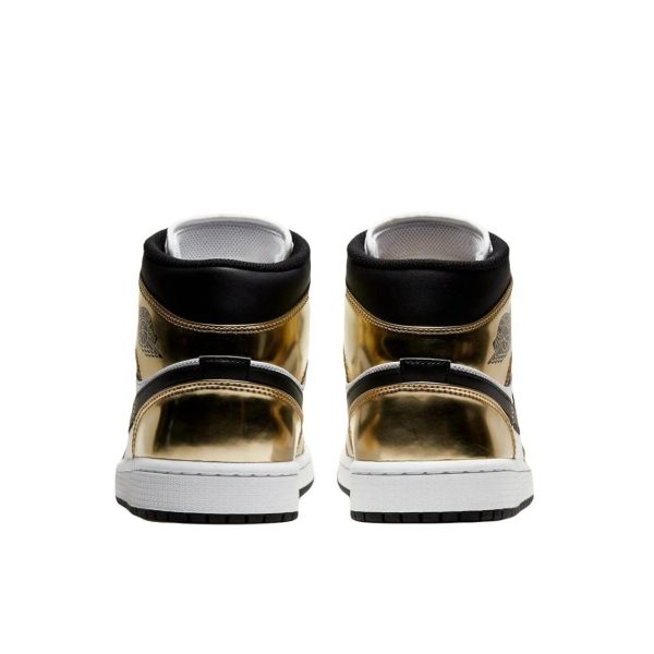 Air Jordan 1 Metallic Gold 中幫/GS/金屬金/白色/黑色：圖片 2