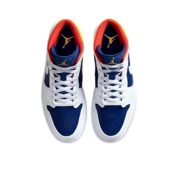 Air Jordan 1 Royal Blue Laser Orange 中幫/藍色/黃色/白色：圖片 3