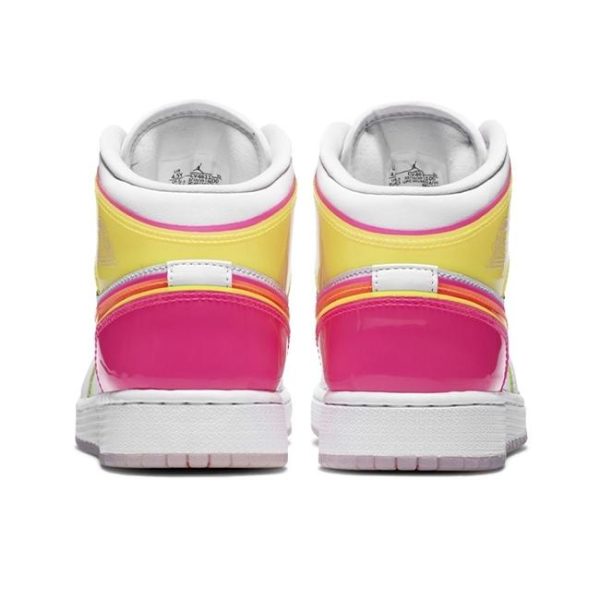 Air Jordan 1 Edge Glow 中幫/GS/白黃粉/糖果：圖片 4
