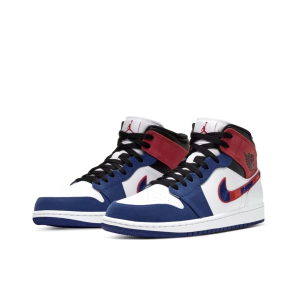 Air Jordan 1 Mid Multi-Color Swoosh 中幫/藍黑/彩旗鉤