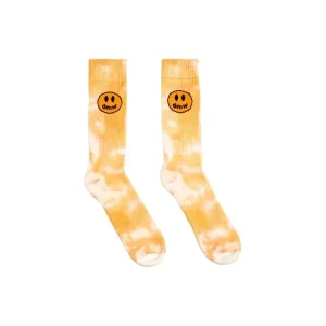 Drew House Mustard Tie Dye Socks 笑臉圖案紮染襪男女同款1雙裝黃色送禮推薦送男友