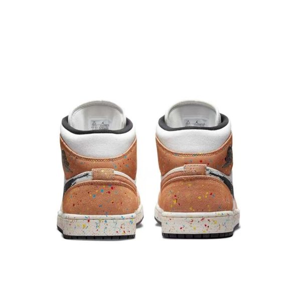 Air Jordan 1 Brushstroke Paint Splatter 中幫/白黑棕/水彩潑墨：圖片 3