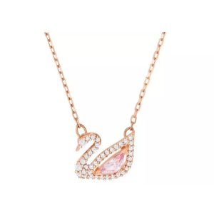 Swarovski/施華洛世奇DAZZLINGSWAN 鏤空水晶鑽白粉藍天鵝鎖骨鏈項鍊5469989