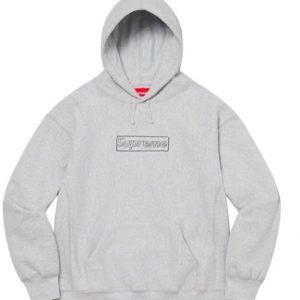 Supreme SS21 WEEK 1 X KAWS 粉筆BOX logo 印花連帽衛衣灰色