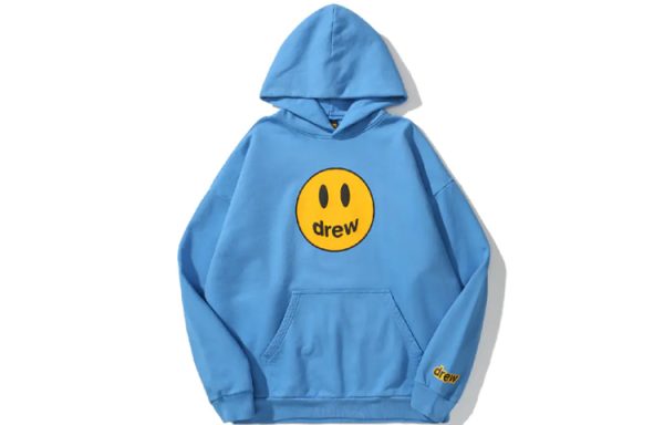 Drew House SS21 Deconstructed Mascot Hoodie - Mascot 笑臉連帽加絨衛衣冬季男女同款藍色送禮推薦送男友
