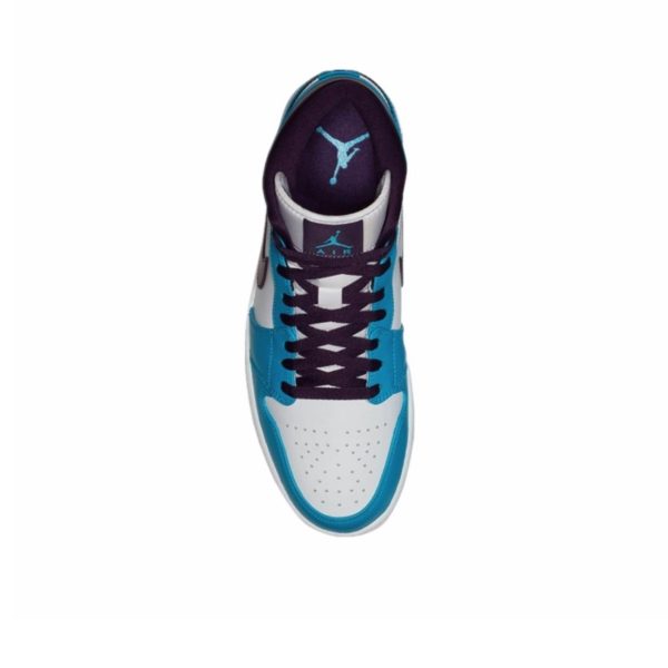 Air Jordan 1 Mid Hornets 中幫/藍白/紫色：圖片 5