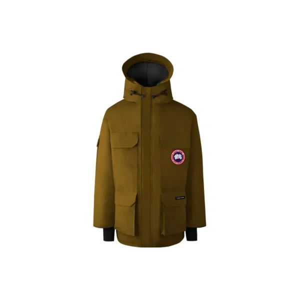 Canada Goose FW22 Log貼標連帽拉鍊長袖羽絨外套冬季男款棕色