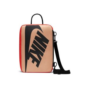 Nike 經典大Logo便攜式收納拉鍊鞋盒包單肩斜背包黑麻黃色DQ5592-010
