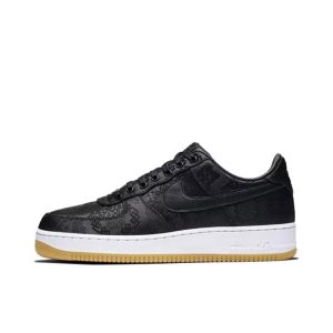 Fragment Design xCLOT x Nike Air Force 1 Low黑絲綢撕撕樂低筒板鞋男女同款黑色