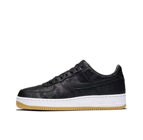 Fragment Design xCLOT x Nike Air Force 1 Low黑絲綢撕撕樂低筒板鞋男女同款黑色