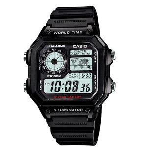 CASIO 卡西歐YOUTH系列數位系列簡約電子復古小方塊學生男女小黑表黑色AE-1200WH-1A