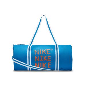 Nike 寬敞復古收納條紋舒適簡約提手行李包訓練手提包淺清透藍/淺清透藍/迷幻橙DQ5735-435
