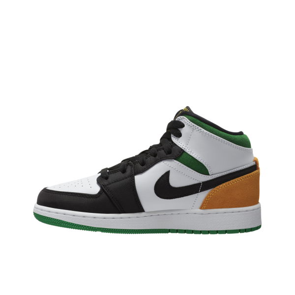 Nike Air Jordan 1 White/Black/Green/Orange 中幫/GS/白黑/綠橙：圖片 4