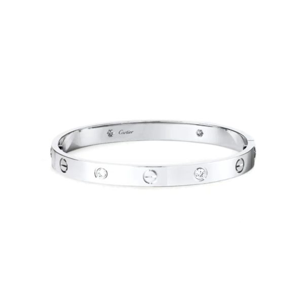 Cartier/卡地亞love 手鐲鑲嵌4顆鑽石18k玫瑰金手鐲b6036017：圖片 2