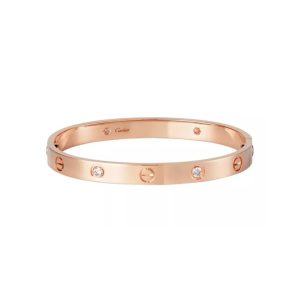 Cartier/卡地亞love 手鐲鑲嵌4顆鑽石18k玫瑰金手鐲b6036017