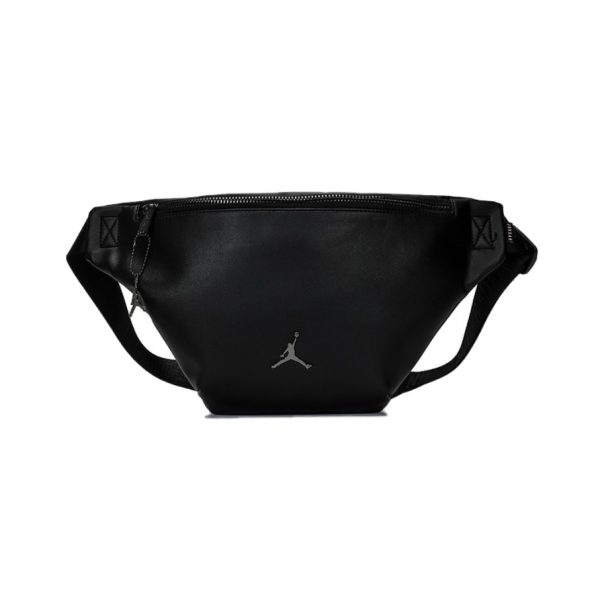 Nike 金屬飛人logo皮質質感腰包黑色JD2133038GS-001