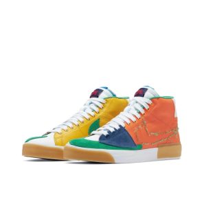 Nike SB ZOOM BLAZER MID EDGE L SAFETY ORANGE 橘黃綠彩色拼接拆鉤
