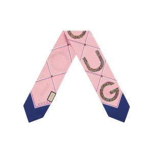 Gucci/古馳字母印花時尚領帶752523 3G001 粉紅色均碼