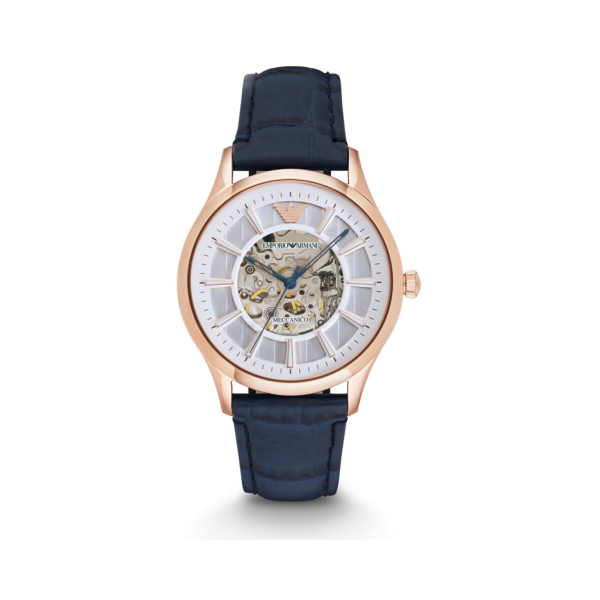 Armani/阿瑪尼43mm 黑金色鏤空防水自動機械男士手錶AR1947
