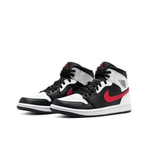 Nike Air Jordan 1 Mid 黑白熊貓紅鉤
