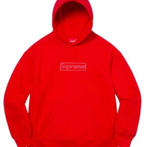 Supreme SS21 WEEK 1 X KAWS 粉筆BOX logo 印花連帽衛衣紅色