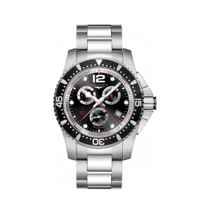 Longines/浪琴康卡斯系列47mm 鋼帶黑盤多功能潛水錶鋼帶石英男錶L3.843.4.56.6